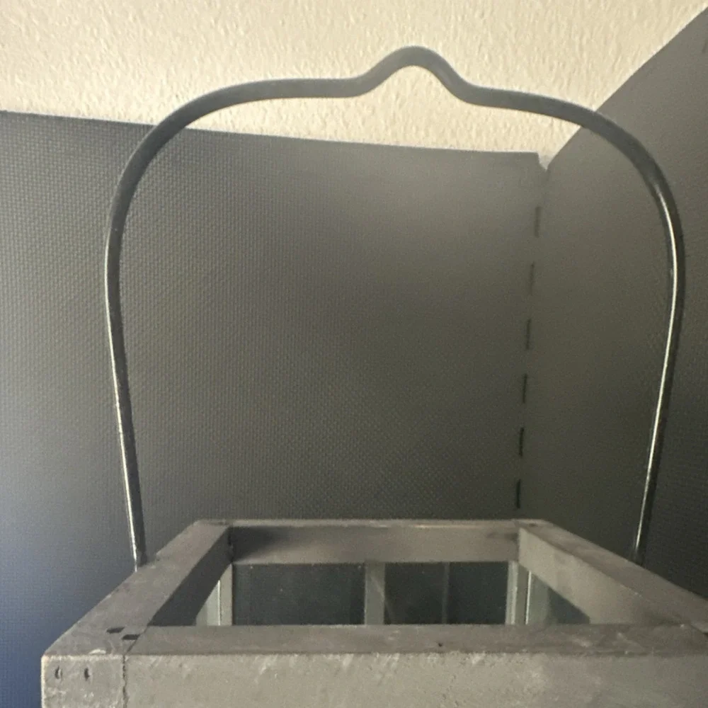 Rustic Gray Hanging Wooden & Glass Lantern, Medium Rectangle, Matte Finish